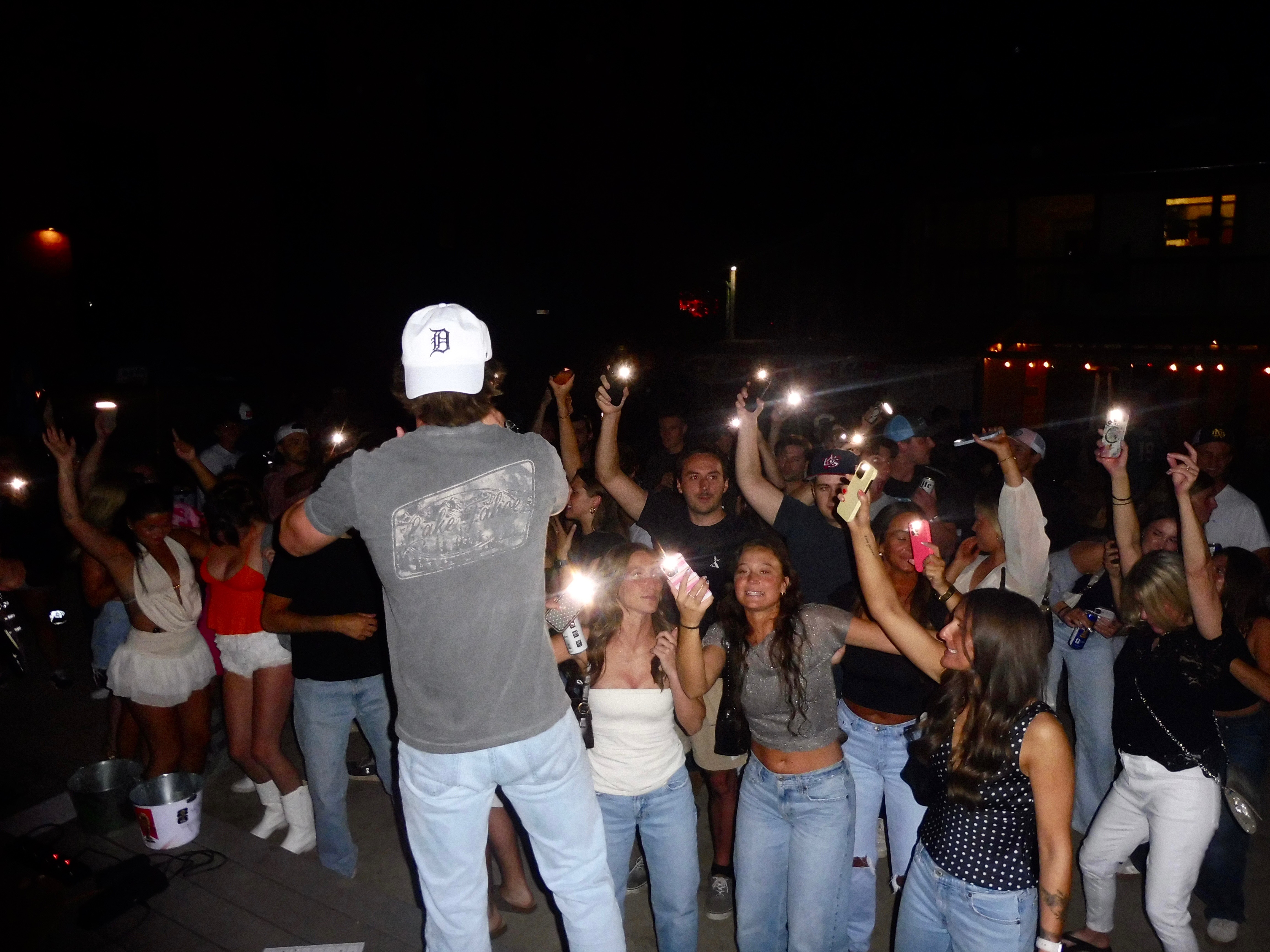 Band playing in front of a crowd